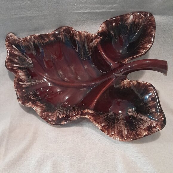 VTG Hull Pottery Brown Drip Leaf Tray - Picture 1 of 4